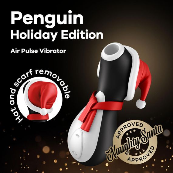 Вакуумний кліторальний стимулятор Satisfyer Penguin Holiday Edition, у шапочці та шарфі Sex Aura | Зображення 6