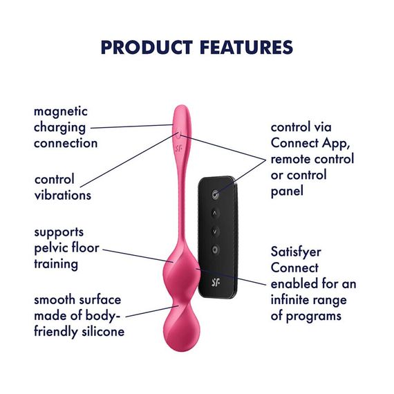Вагінальні смарт-кульки з вібрацією Satisfyer Love Birds 2 Connect App Red, 86 г, пульт ДК | Зображення 2