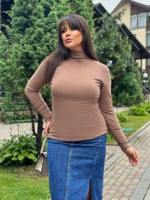 Женская теплая водолазка на термо флисе Ri291 цвет мокко, размер 54/58