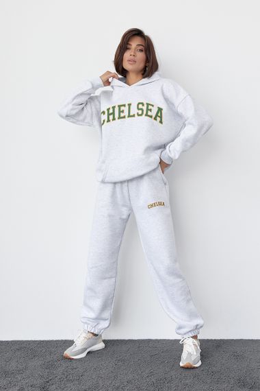 Женский спортивный костюм на флисе с принтом Chelsea - светло-серый цвет, L (есть размеры) | Зображення 6