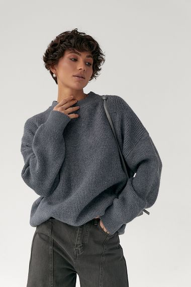 В'язана тепла однотонна кофта - сірий цвет, ONE SIZE (є розміри)