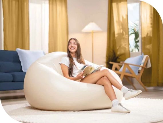 Надувное велюровое кресло 137х127х74см Beanless Bag Chair, Intex 66505 | Зображення 4