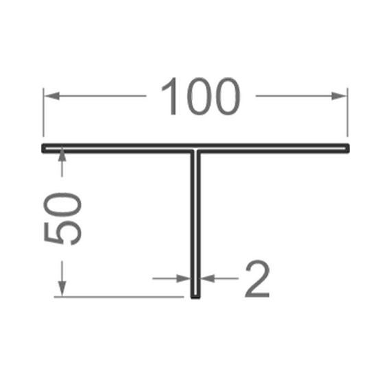Алюминиевый тавр, т профиль 100х50х2 SY 41002