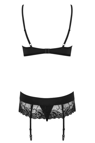 Комплект з поясом для панчох Obsessive Wonderia set Чорний L/XL | Зображення 6