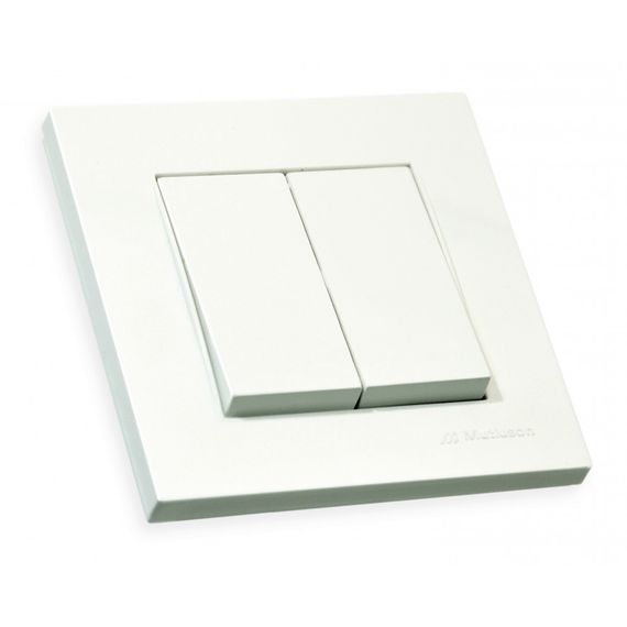 Вимикач 2 кл, 10 А, RITA, Mutlusan, білий (арт.47-00-01)