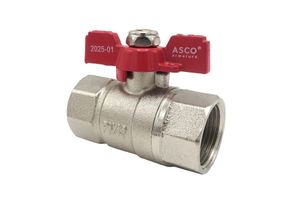 Кран кульовий Nickel PRO PN40 1/2" ВВ червоний метелик ASCO 1/26