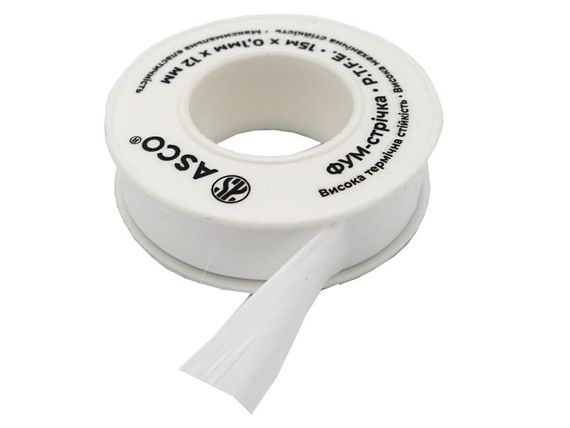Фум-стрічка 12mm×0.1mm×15м (0.2g/cm3) ASCO Turkey 10/500 | Зображення 2