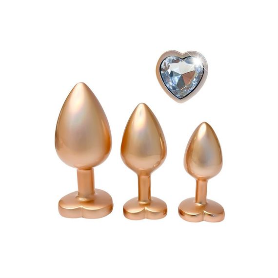 Набір із трьох анальних пробок Dream Toys Gleaming Love, розміри S, M, L, перламутрово-золоті Sex Aura | Зображення 2