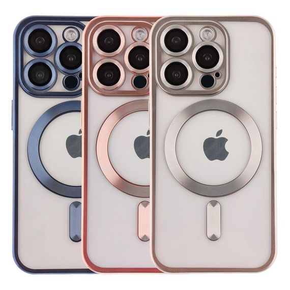 Чехол TPU Metallic Chrome з повним захистом камери with Magsafe для Iphone 15 Pro Max Цвет Chrome Срібло | Зображення 1