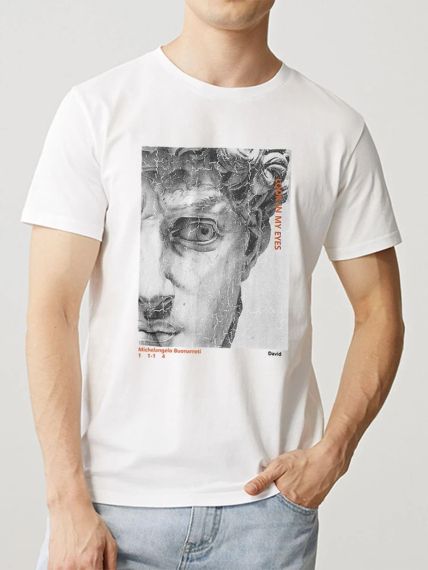 Футболка мужская с принтом повседневная S Белая