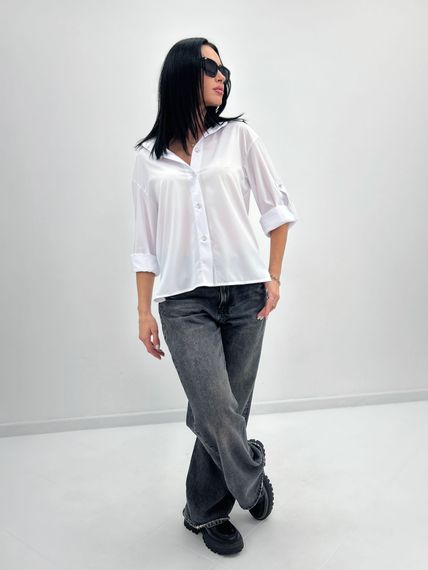 Женская легкая блуза с подворачиваевым рукавом GF4213 цвет белый, размер 46/48 | Зображення 1