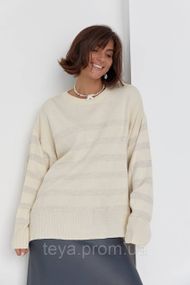 Кофта женская oversize в полоску цвет кремовый размер M FL_000535