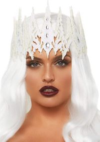 Корона с кристаллами Glitter Die Cut Jeweled Crown от Leg Avenue, белая sexstyle