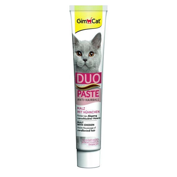 Паста GimCat DUO PASTE Anti-hairboll malt with chicken для котів з чутливим травленням усіх порід мальт та курка 50г | Зображення 1