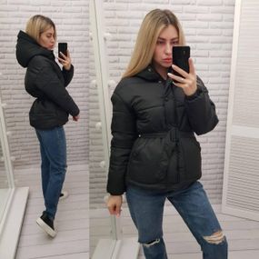 Куртка з поясом, арт. 332, чорний