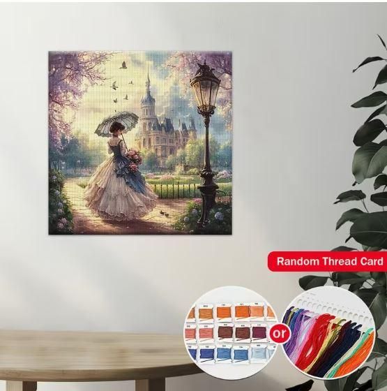 Набір для вишивання хрестиком JOZYSH "Подих весни" 14CT, 40x40 см, канва Аїду з нанесеним малюнком | Зображення 6