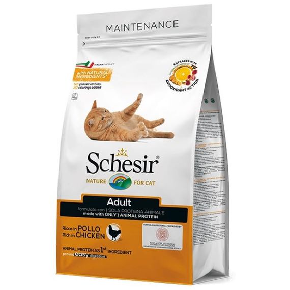 Корм Schesir Cat Adult Chicken сухой монопротеиновый с мясом курицы для взрослых кошек 0,4 кг