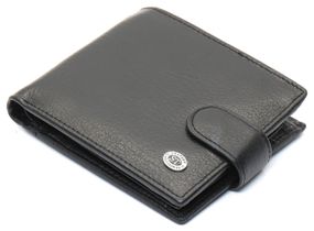 Чорне чоловіче портмоне з натуральної шкіри з фіксацією ST Leather ST103