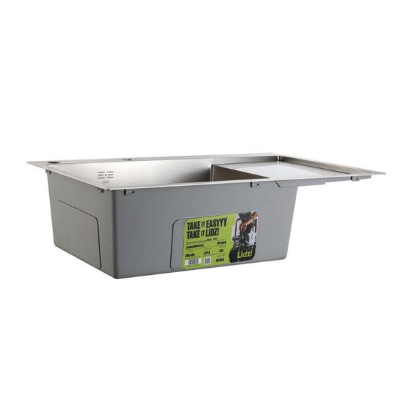 Мойка для кухни интегрированная Lidz Handmade Max 500 H7849R Brushed Steel, 3,0/1,0 мм, крыло справа, увеличенная чаша | Зображення 3