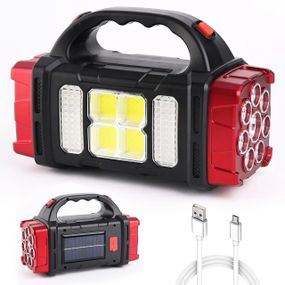 Кемпінговий ліхтар з сонячною панеллю та PowerBank, 2400mAh, USB, Hurry Bolt HB-1678, Червоний / Ручний LED ліхтар