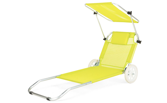 Шезлонг лежак Outtec Sun с козырьком желтой | Зображення 2