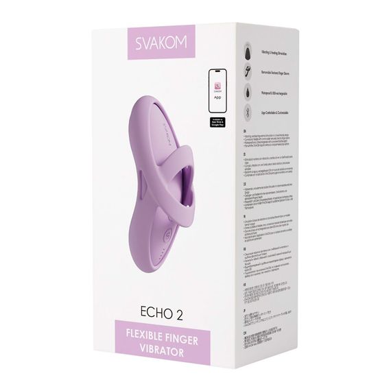 Смарт-вібратор для клітора Svakom Echo 2 Pink Lilac, підігрів до 38 °C, знімна насадка на палець | Зображення 9