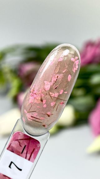 Гель с сухоцветами Crooz Flower Gel №7 (прозрачный нежно-розовый) 5 мл | Зображення 1