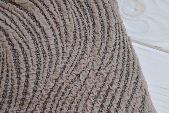 Жаккардовые чехлы на стулья Volna без юбки Бежевые | Зображення 1