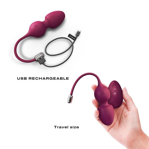 Вагінальні кульки Dorcel LOVE BALLS PLUM, вібрації та рухи внутрішньої кульки, пульт ДК | Зображення 3