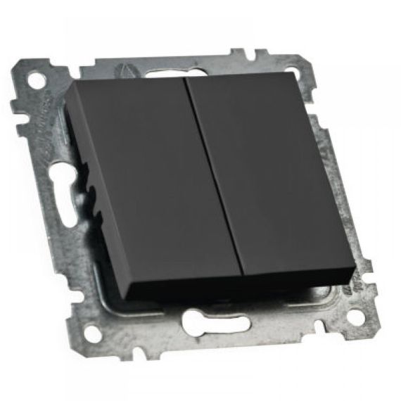 Механізм вимикача 2 кл, 10А, гв.мех., RITA, Mutlusan, чорний, (арт.47-04-22)