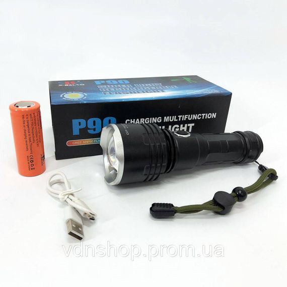 Фонарь ручной металлический X-Balog, Ручной фонарик cob, Фонарь с защитой от пыли YE-45 | Зображення 1