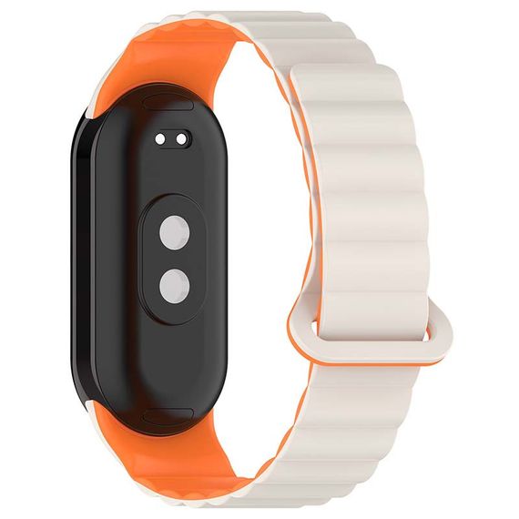 Ремінець Dual-color Magnetic для Xiaomi Mi Band 9/8/10 White / Orange | Зображення 1