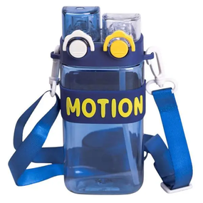 Пляшка для води з трубочкою 550 мл спортивна пластикова пляшка для тренувань Синя HP-14-49BL