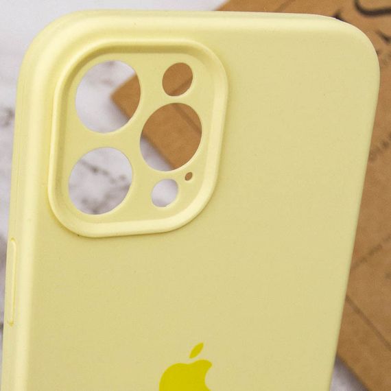 Чехол Silicone Case Full Camera Protective (AA) для Apple iPhone 12 Pro Max (6.7") Желтый / Mellow Yellow | Зображення 5