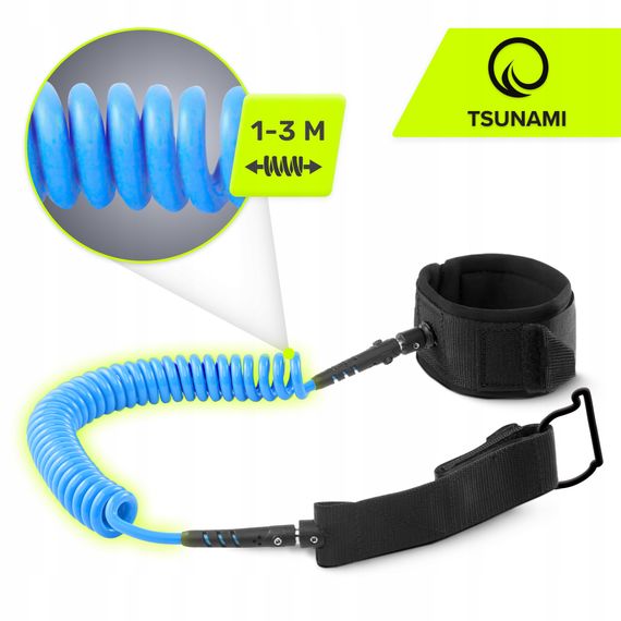 Ліш страхувальний для дошки TSUNAMI SUP-Leash Black/Blue (P-5907739316486) | Зображення 3