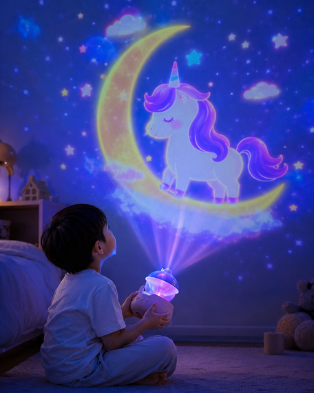 Детский ночник проектор звездного неба  Bluetooth Fairy Tale E11 аккумуляторный светильник карусель 6 сменных картинок с LED подсветкой и музыкой | Зображення 2