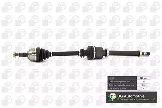 Полуось Megane/Scenic 1.4i/1.6i/1.5dCi 03- (920mm/25z/26z), BGA (DS7349R) | Зображення 4