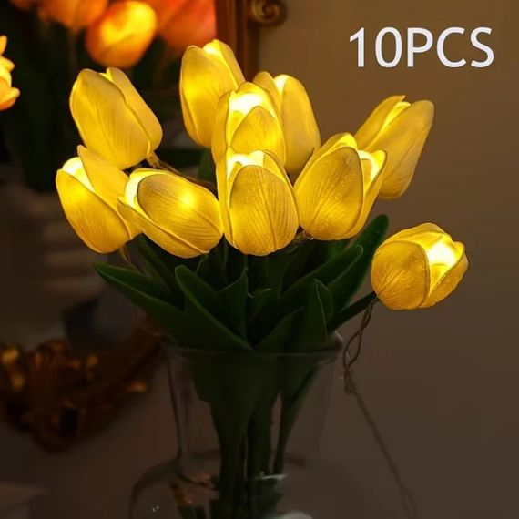 Ночник с тюльпанами KAR282 Flower Light • Декоративный LED светильник KAR282 букет тюльпанов на батарейках с теплым светом | Зображення 3