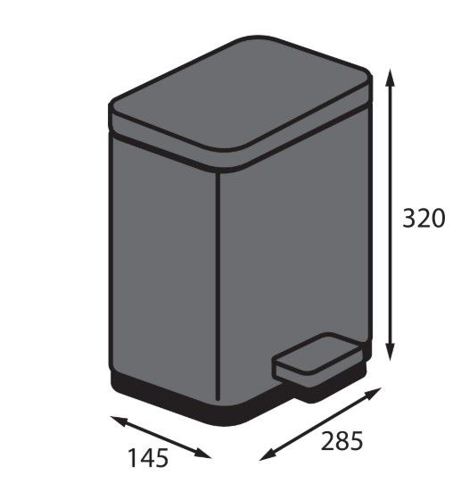 Відро для сміття Koer TC-010306-07 з плавним закриттям, прямокутне, 6 л, графіт (KR5602) | Зображення 1