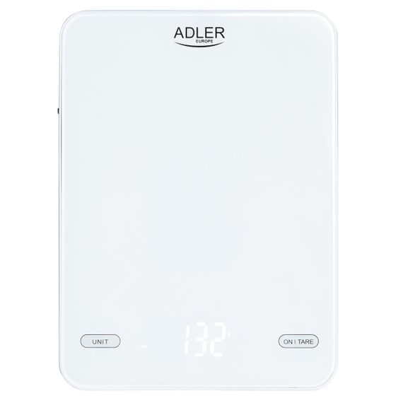 Ваги кухонні електронні Adler AD 3177 USB-C білі до 10 кг зі скляною платформою