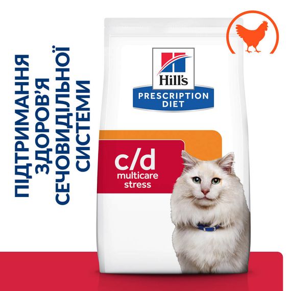 Hill’s Prescription Diet c/d Stress Сухий корм для котів для догляду за сечовидільною системою при дії стресових факторів, з куркою, 8 кг | Зображення 1