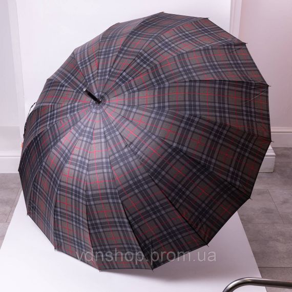 Класична парасолька-тростина напівавтомат з поліестеру 16 спиць діаметр 117 см Сірий HP-23-4G