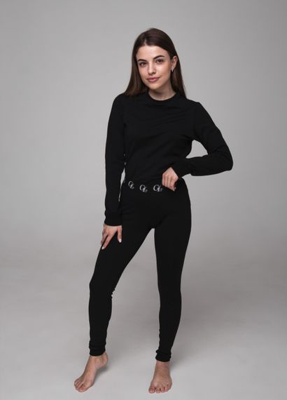 Термобілизна жіноча ластік на флісі чорне