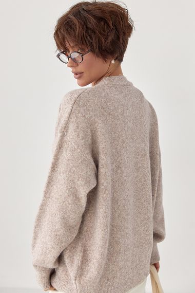 В'язаний вільний кардиган на ґудзиках - кавовий цвет, ONE SIZE (є розміри) | Зображення 1