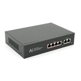 POE комутатор гігабітний Merlion 4 POE 10/100/1000 + 2 RJ45 10/100/1000 вбудований блок живлення 52V 1.25A