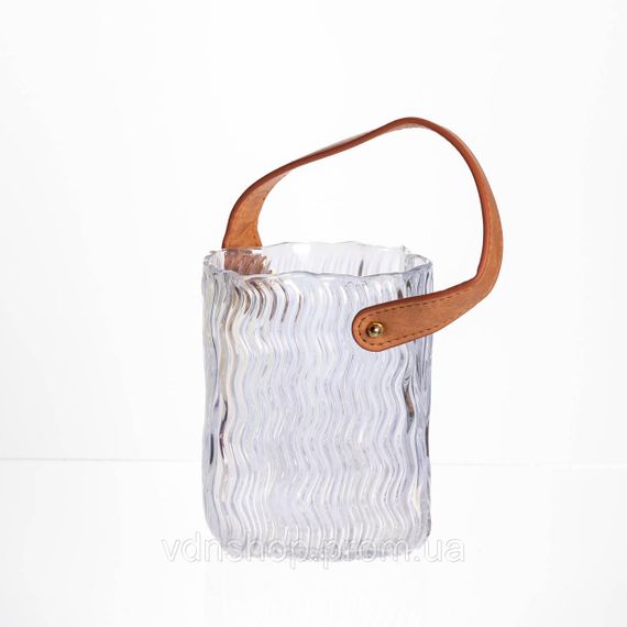 Ваза сумочка з ручкою 12×8.5×16 (см) декоративна скляна ваза для квітів 800 (мл) Прозорий HP-19-154-3