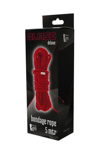 Мотузка для бондажу нейлонова, червона, 5 метрів, BLAZE DELUXE Sex Aura | Зображення 1