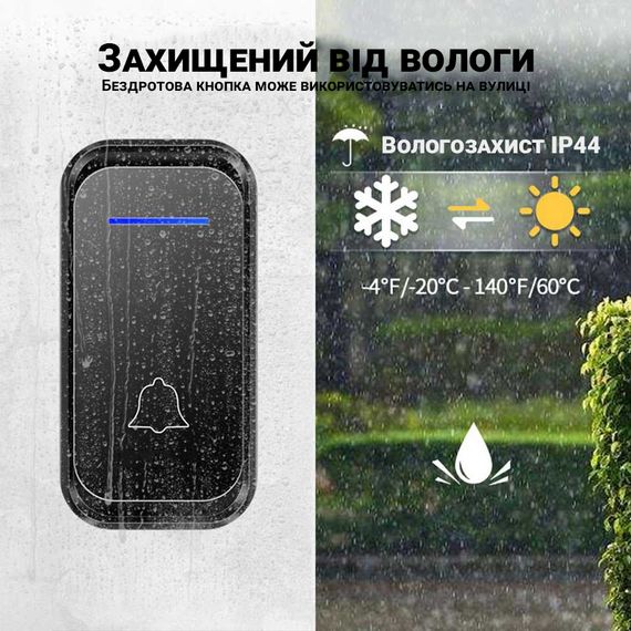 Беспроводной дверной звонок Digital Lion WDB-02-2 с 2-мя приемниками, 38 мелодий, до 300 м, Чёрный | Зображення 5