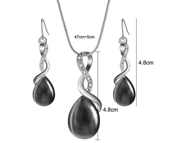 Комплект біжутерії сережки з підвіскою Primo Opal - Black | Зображення 1