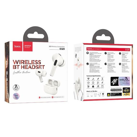 Бездротові навушники HOCO EQ9 Duke true wireless BT headset Milky white | Зображення 3